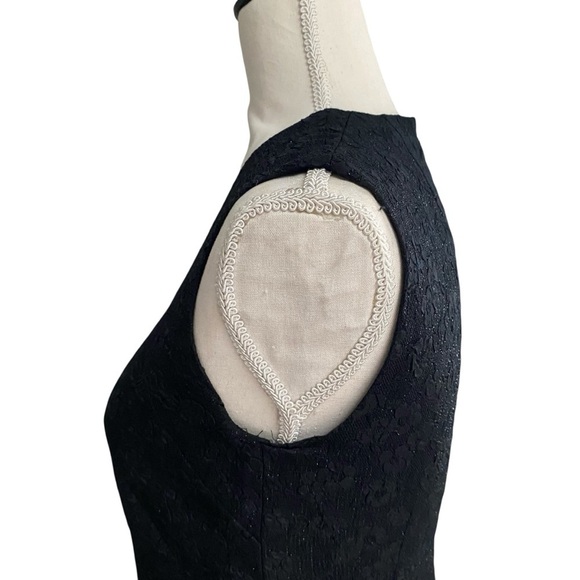 Liz Claiborne Petites Black Shimmer Floral Sleeveless Sheath Dress 8P - Picture 4 of 10